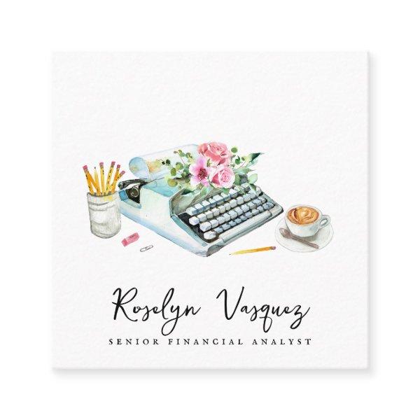 Watercolor Floral Typewriter | Accountant Square