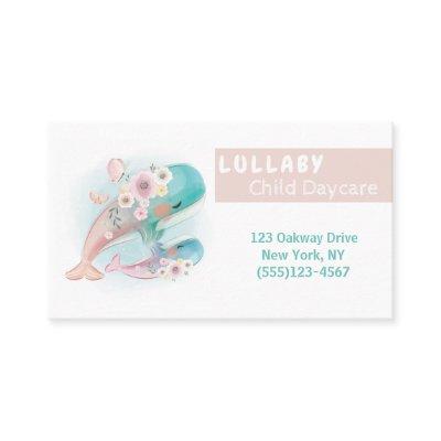 Watercolor Floral Whales Child Daycare Service