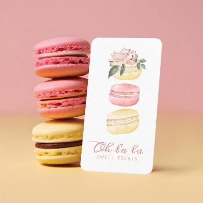 Watercolor Floral Yellow Macaron Bakery & Sweets