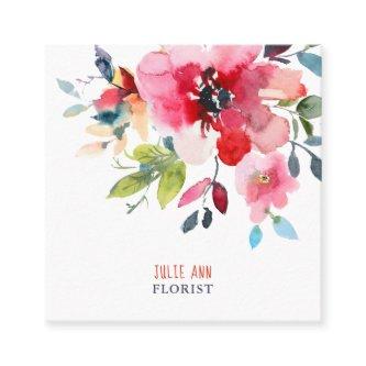 WATERCOLOR FLOWERS, RED OMBRE SQUARE