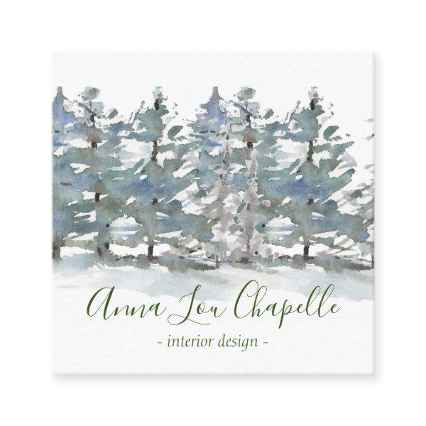 Watercolor forest trees design square