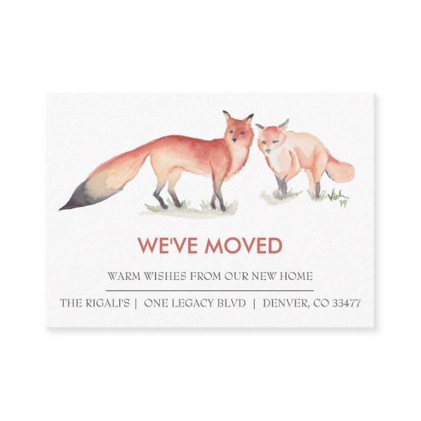 Watercolor Foxes New Home Moving Announcement
