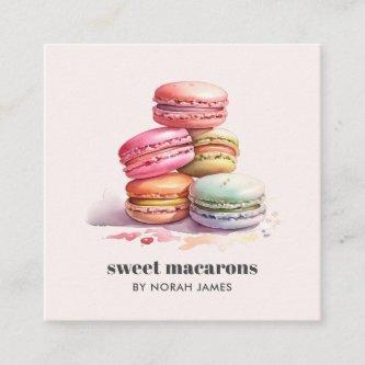 Watercolor French Macarons Sweet Cake Social Icon Square