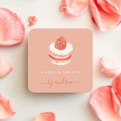 Watercolor French Sweet Cake QR Code Social Media Square