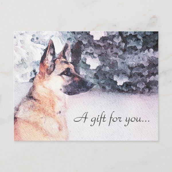 Watercolor German Shepherd Gift Certificate Postcard