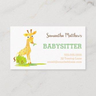 Watercolor Giraffe Babysitter Childcare Provider