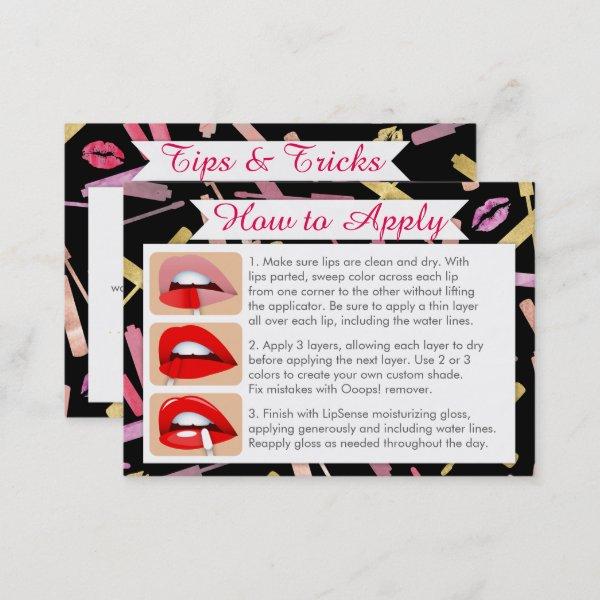 Watercolor & Gold Lipsticks Apply and Tips Cards