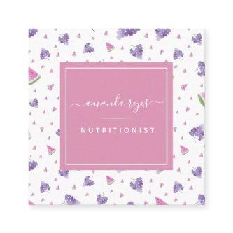 Watercolor Grape Watermelon Nutritionist Dietician Square