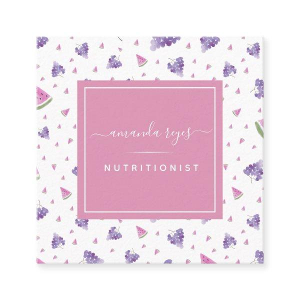 Watercolor Grape Watermelon Nutritionist Dietician Square