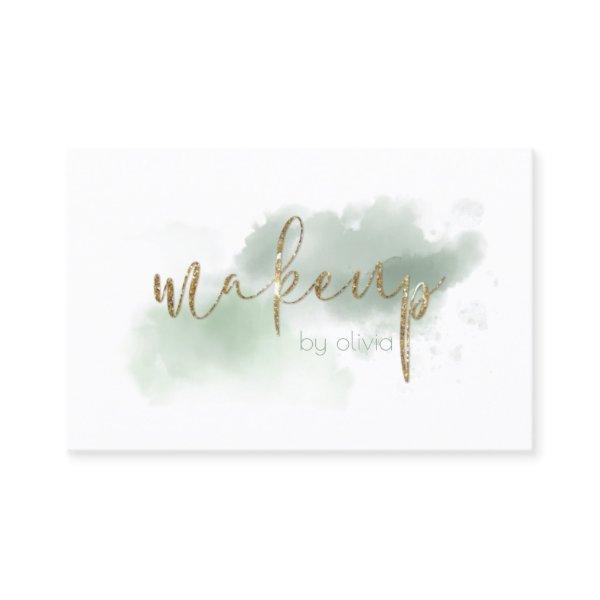 Watercolor Grayed Jade  and Gold Makeup