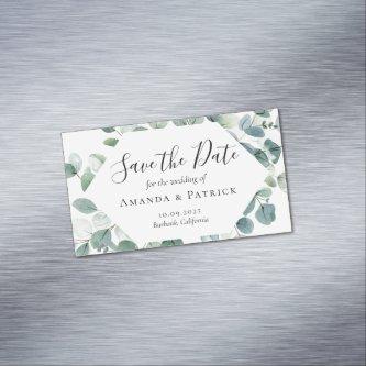 Watercolor Green Elegant Wedding Save The Date  Magnet