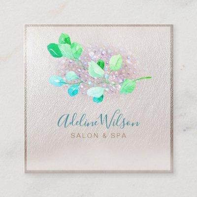 watercolor greenery and FAUX foil Square