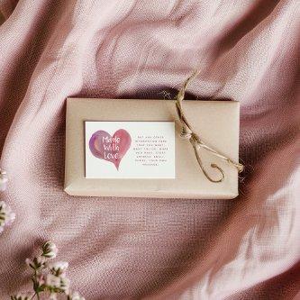 Watercolor heart made with love Social Links Enclosure Card