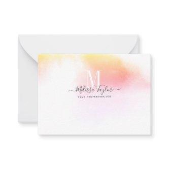 Watercolor Holography Pink and Gold Note Card