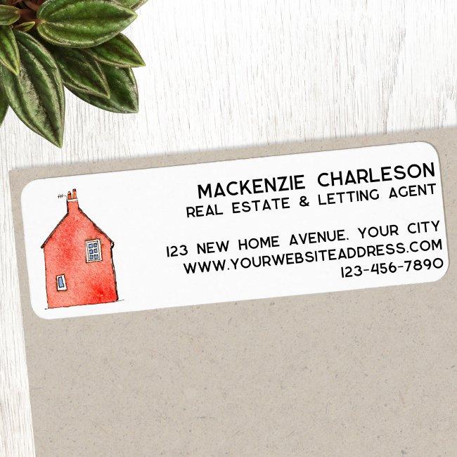 Watercolor House Art Business Return Address Label