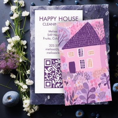 Watercolor House Cleaning Yardwork Garden QR Code