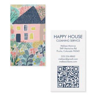 Watercolor House Cleaning Yardwork Garden QR Code