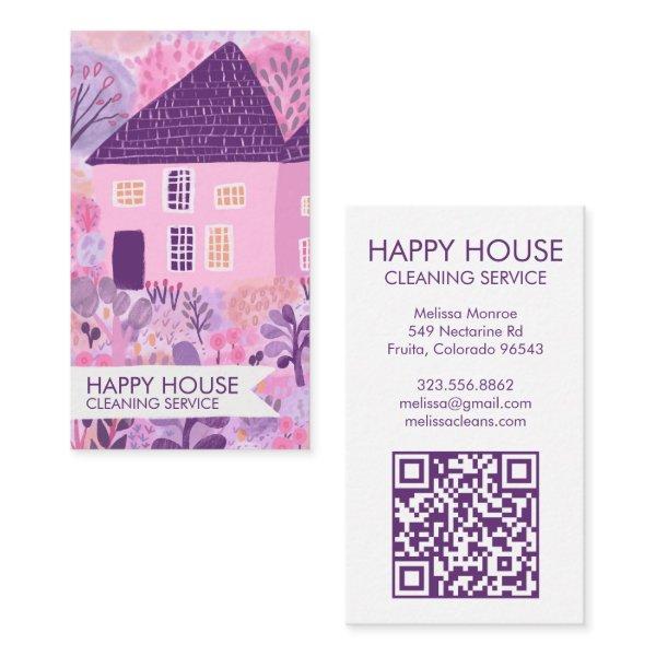 Watercolor House Cleaning Yardwork Garden QR Code