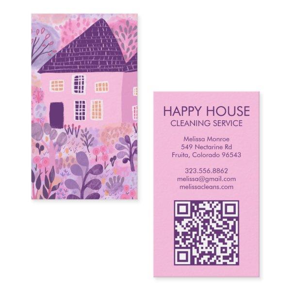 Watercolor House Cleaning Yardwork Garden QR Code