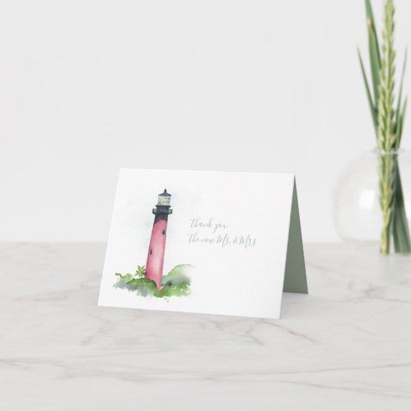 Watercolor Jupiter Lighthouse Thank You Stationery Note Card