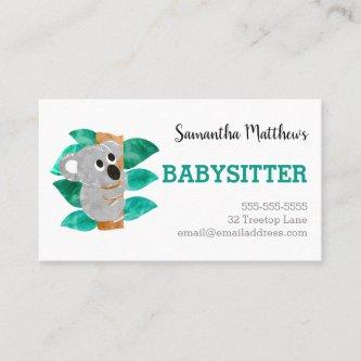 Watercolor Koala Babysitter Childcare Provider