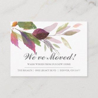 Watercolor Leaves New Home Moving Announcement