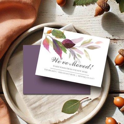 Watercolor Leaves New Home Moving Announcement