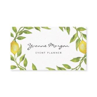 Watercolor Lemon Greenery Wreath Script