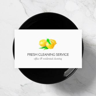 Watercolor Lemons Cleaning Services White