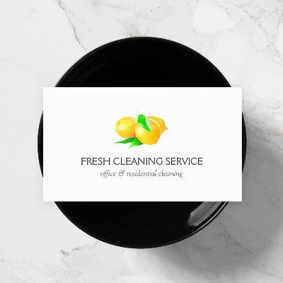Watercolor Lemons Cleaning Services White