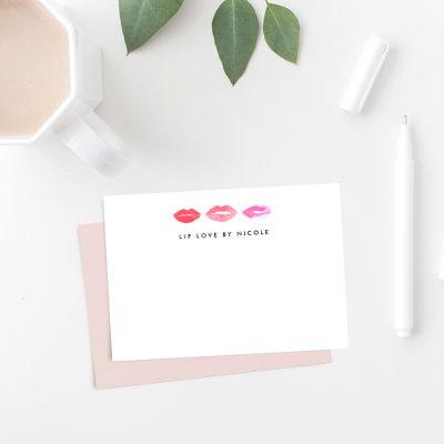 Watercolor Lips | Personalized Flat Notecards