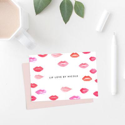 Watercolor Lips | Personalized Flat Notecards