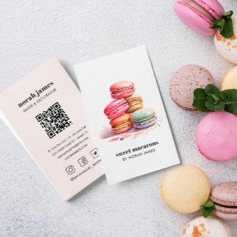 Watercolor Macarons Sweet Cake Social Icon QR CODE