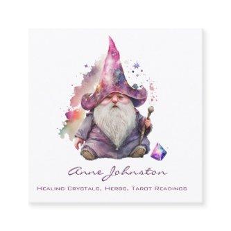 Watercolor Magick Gnome Wizard Purple Square