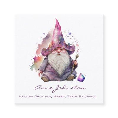 Watercolor Magick Gnome Wizard Purple Square