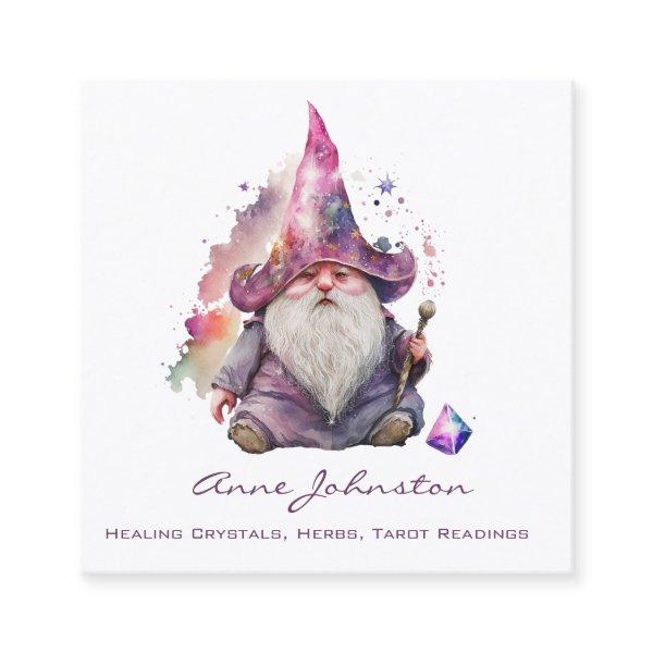 Watercolor Magick Gnome Wizard Purple Square