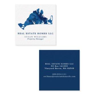 Watercolor Marthas Vineyard Map Real Estate Square Square
