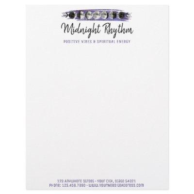 Watercolor Moons Lunar Cycle Galaxy Sky Logo Letterhead