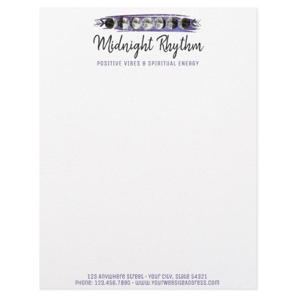 Watercolor Moons Lunar Cycle Galaxy Sky Logo Letterhead