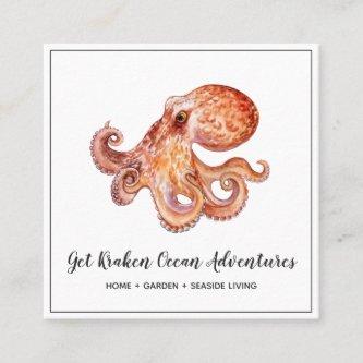 Watercolor Octopus Square