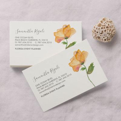 Watercolor Orange Poppy Flower Business Enclosure Card