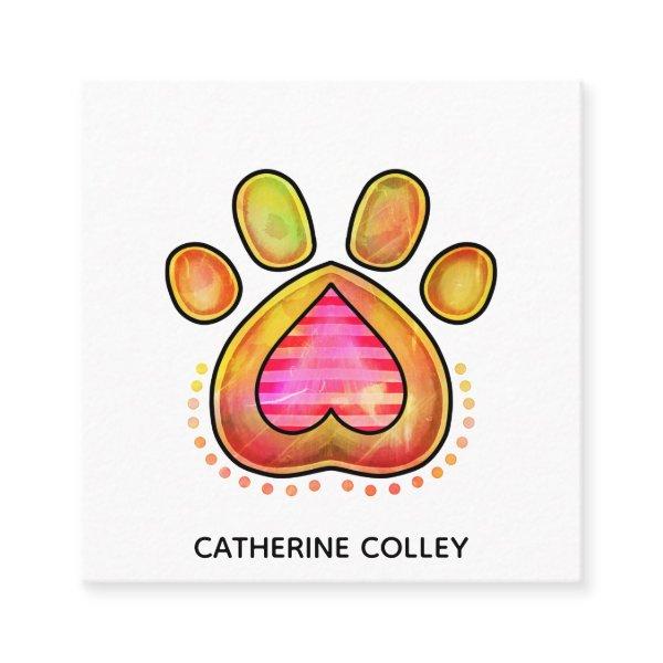 Watercolor Pet Dog Paw Heart Template  Square