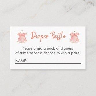 Watercolor Pink Dress Diaper Raffle Card