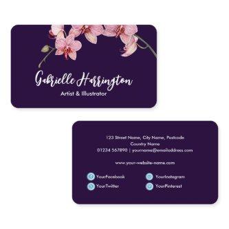 Watercolor Pink Moth Orchids Social Media