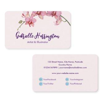 Watercolor Pink Moth Orchids Social Media