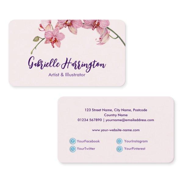 Watercolor Pink Moth Orchids Social Media
