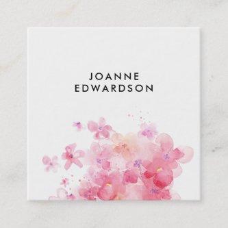 Watercolor pink purple floral white professional square