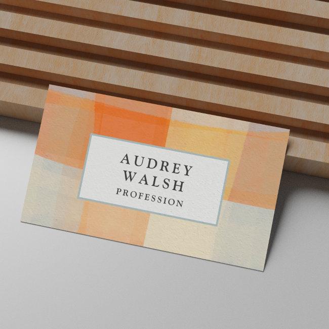 Watercolor Plaid Orange Cream Blue professional
