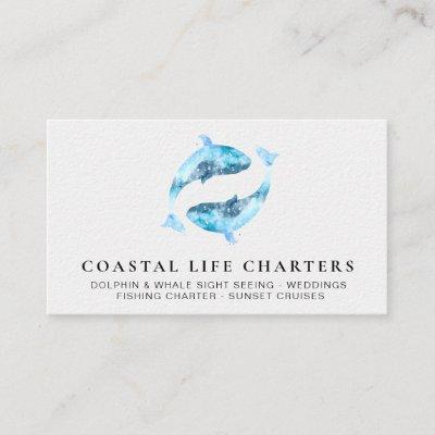 *~* Watercolor Playing Coastal Dolphins Sea