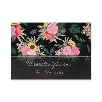 Watercolor Poppy & Sunflowers Floral Black Design